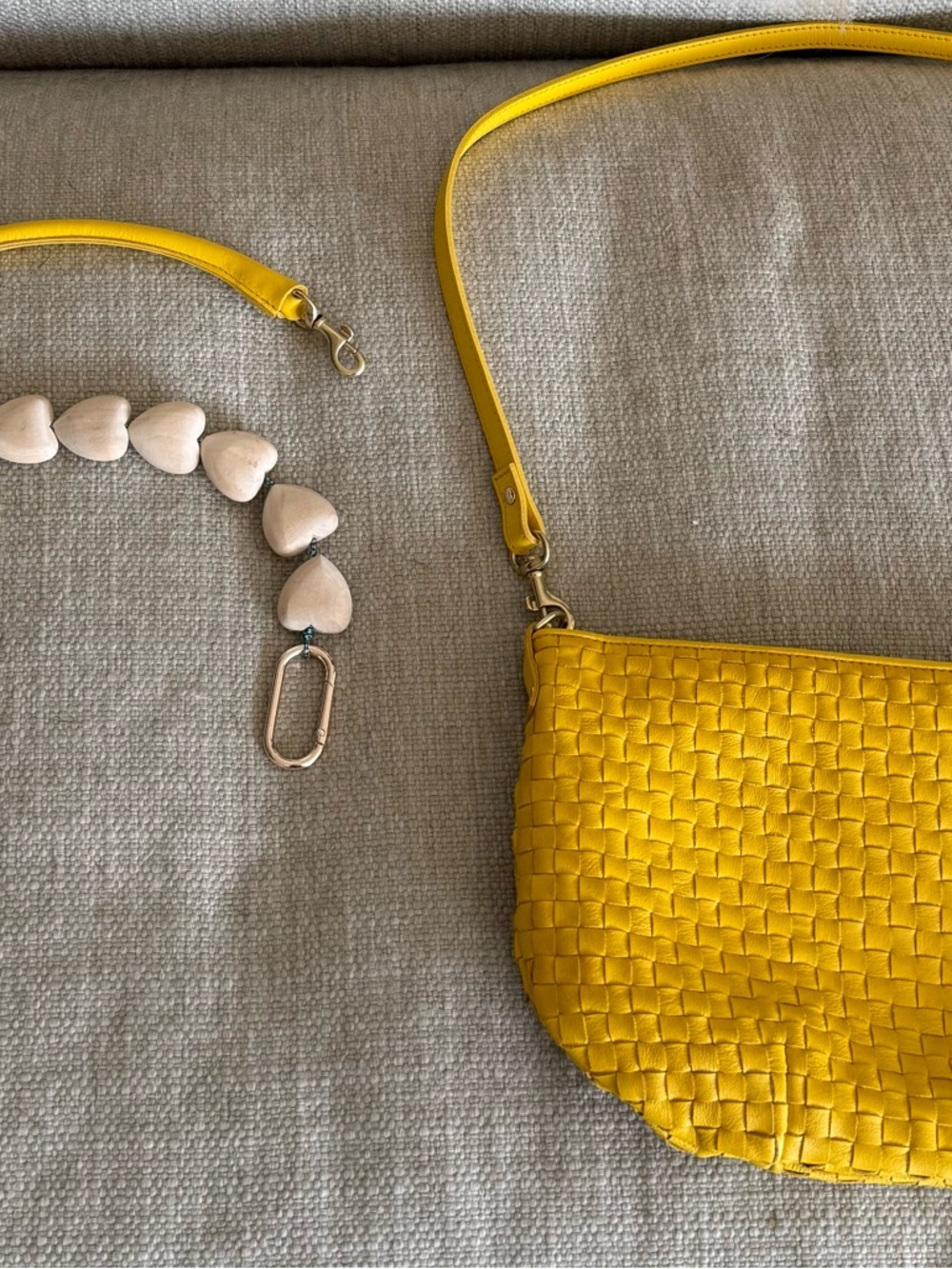 Clare V Yellow Woven Crossbody Bag
